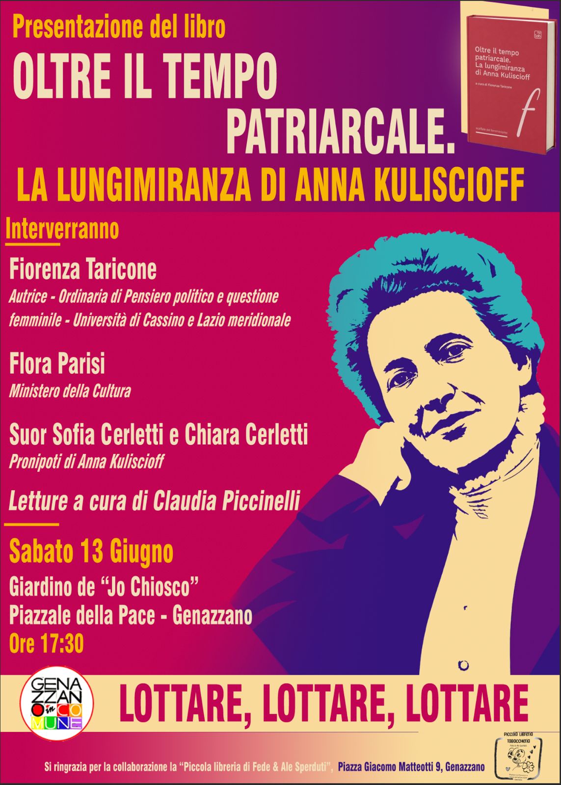 Al momento stai visualizzando Fiorenza Taricone, Oltre il tempo patriarcale. La lungimiranza di Anna Kuliscioff, interventi dell’autrice, di Flora Parisi Ministero della Cultura, Suor Sofia Cerletti e Chiara Cerletti pronipoti di Anna Kuliscioff